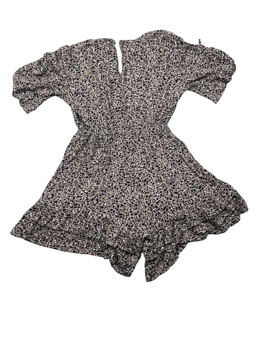 White Birch Leopard Animal Print Brown Black Shorts Romper Size Large Corset Slv - Picture 4 of 4